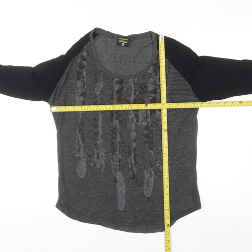 Golddigga Womens Grey Long Sleeve Jersey T-Shirt Size 16