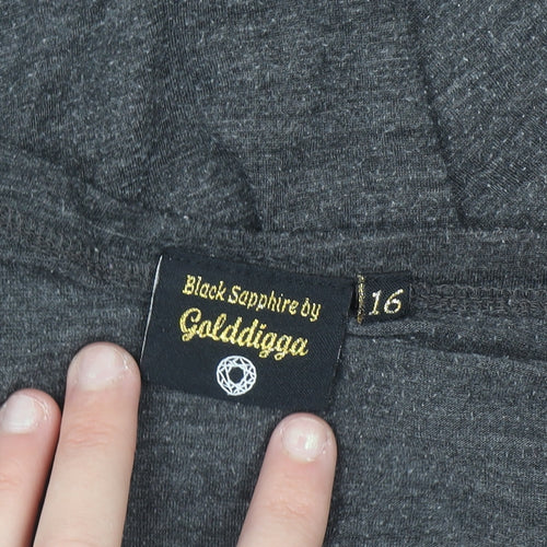Golddigga Womens Grey Long Sleeve Jersey T-Shirt Size 16