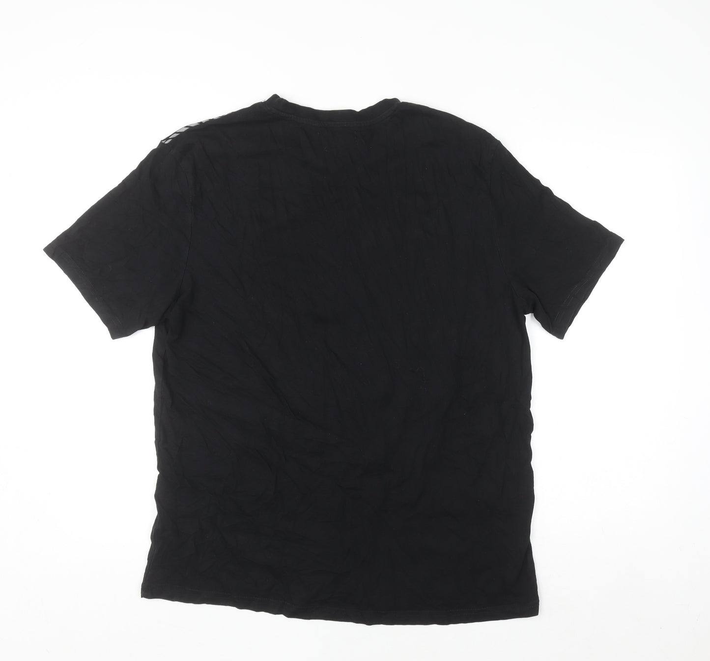 Atlas For Men Black Blue Graphic Print Cotton T-Shirt Size L