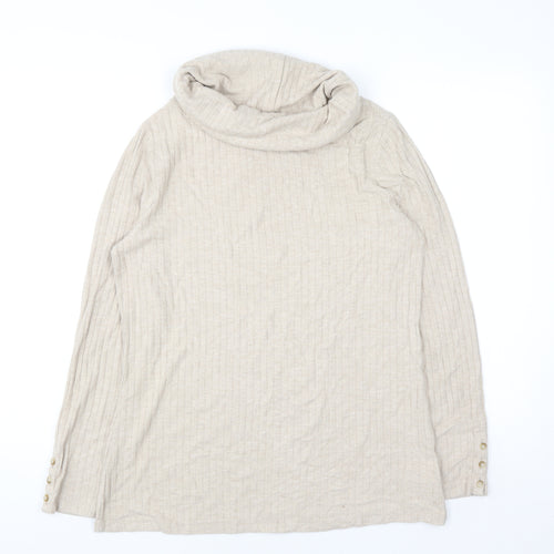 Lands' End Men's Beige Roll Neck Pullover Jumper Size M