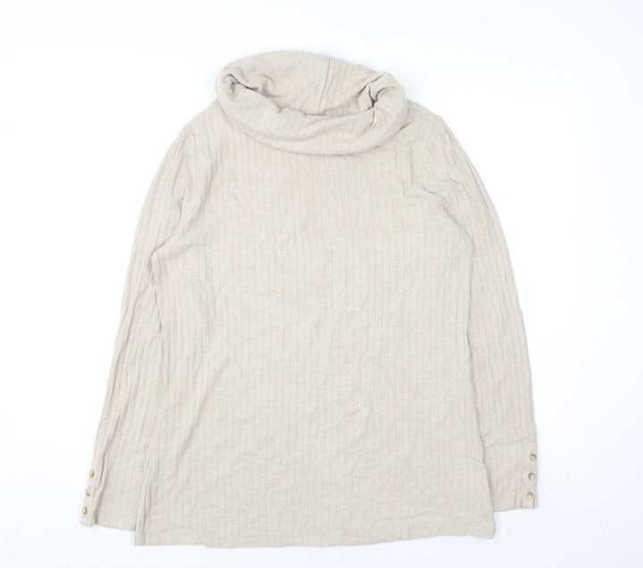 Lands' End Men's Beige Roll Neck Pullover Jumper Size M