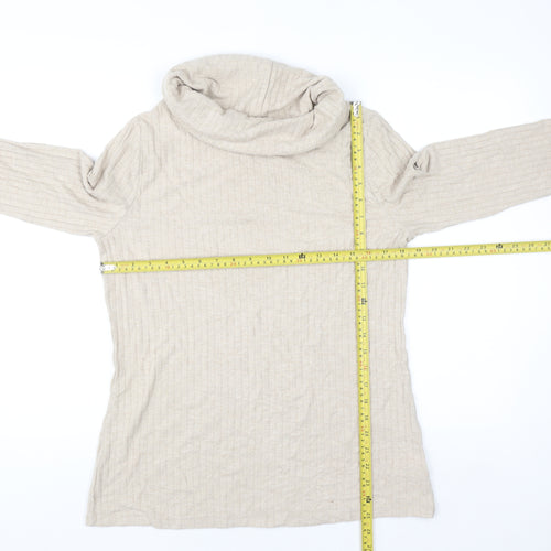 Lands' End Men's Beige Roll Neck Pullover Jumper Size M