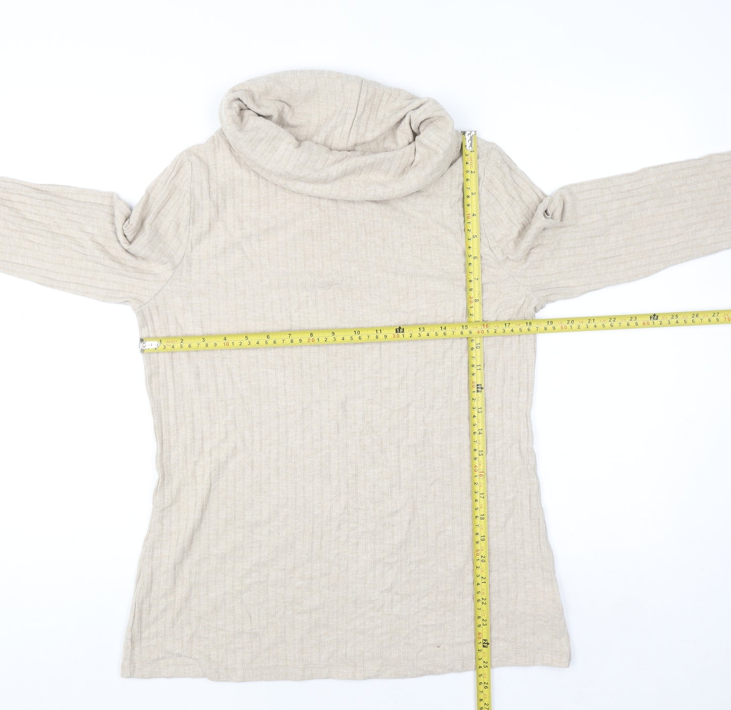 Lands' End Men's Beige Roll Neck Pullover Jumper Size M