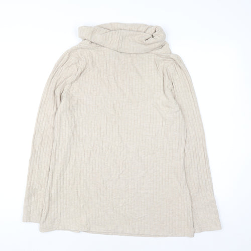 Lands' End Men's Beige Roll Neck Pullover Jumper Size M