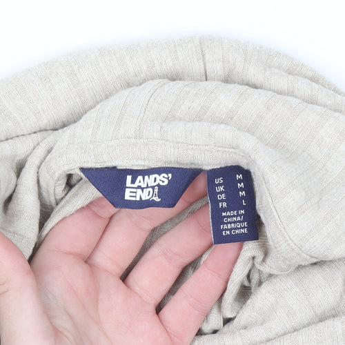 Lands' End Men's Beige Roll Neck Pullover Jumper Size M