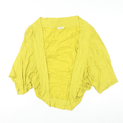 Planet Women's Yellow Short Sleeve Open Cardigan Size M Viscose Blend