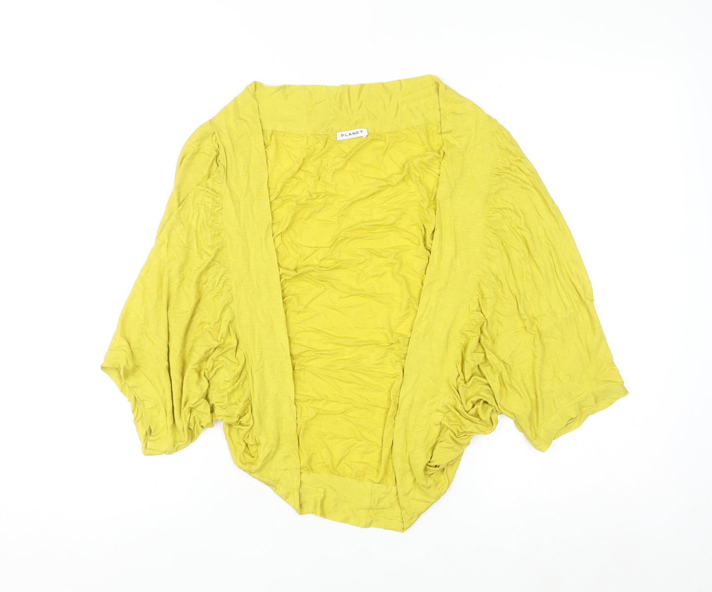 Planet Women's Yellow Short Sleeve Open Cardigan Size M Viscose Blend
