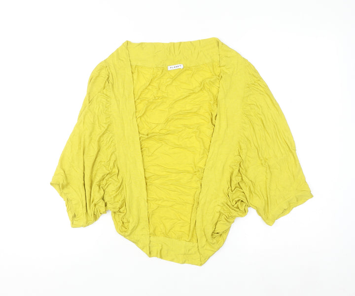 Planet Women's Yellow Short Sleeve Open Cardigan Size M Viscose Blend