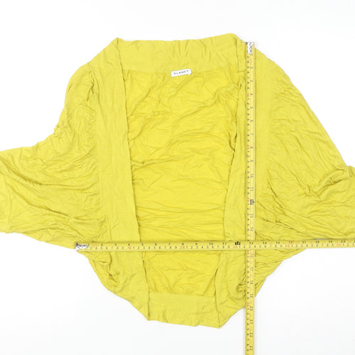 Planet Women's Yellow Short Sleeve Open Cardigan Size M Viscose Blend