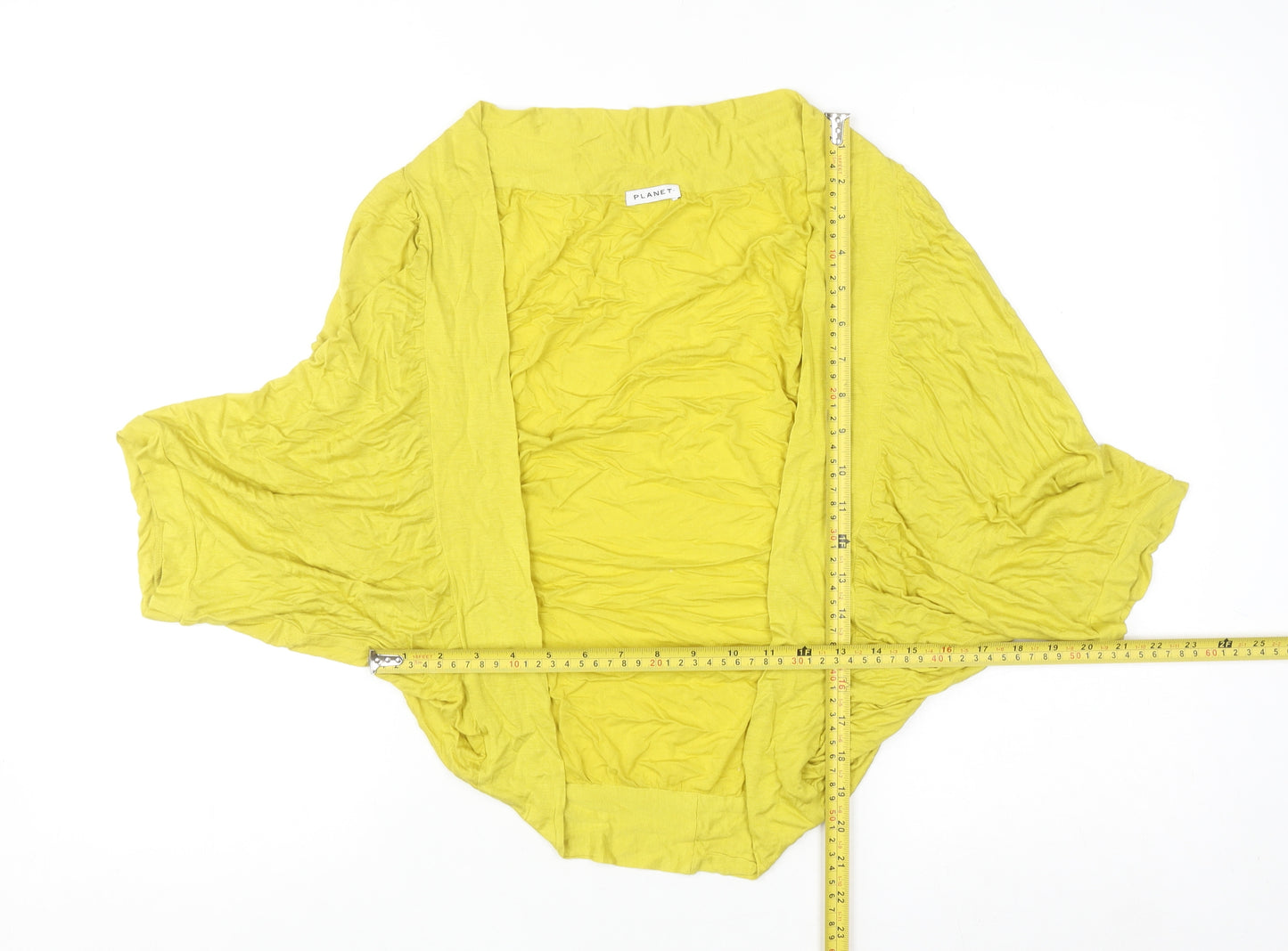 Planet Women's Yellow Short Sleeve Open Cardigan Size M Viscose Blend
