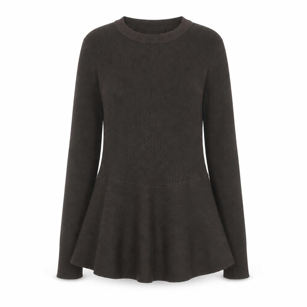 Front view of River Island Women’s Brown Crew Neck Long Sleeve jumper, size S