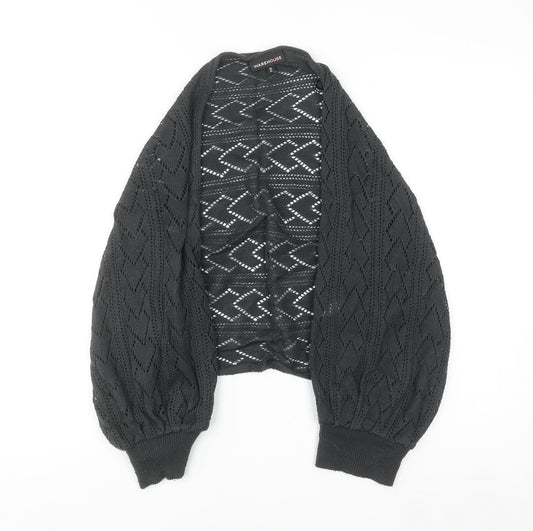 Warehouse Women Black Open Knit Shrug Cardigan UK 14 Acrylic
