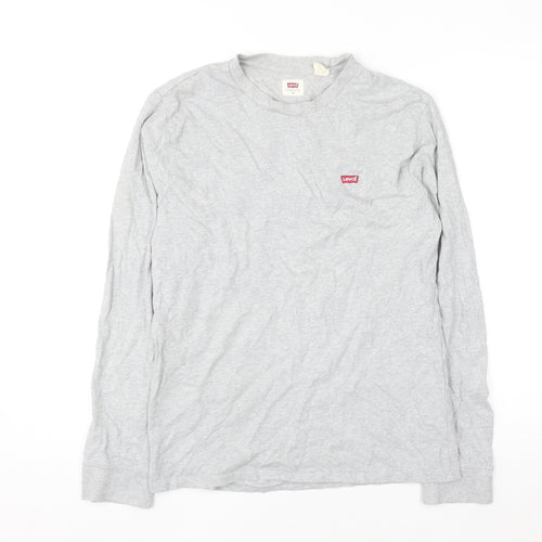 Levi's Men's Grey Long Sleeve Cotton Crew Neck Casual Top Size S