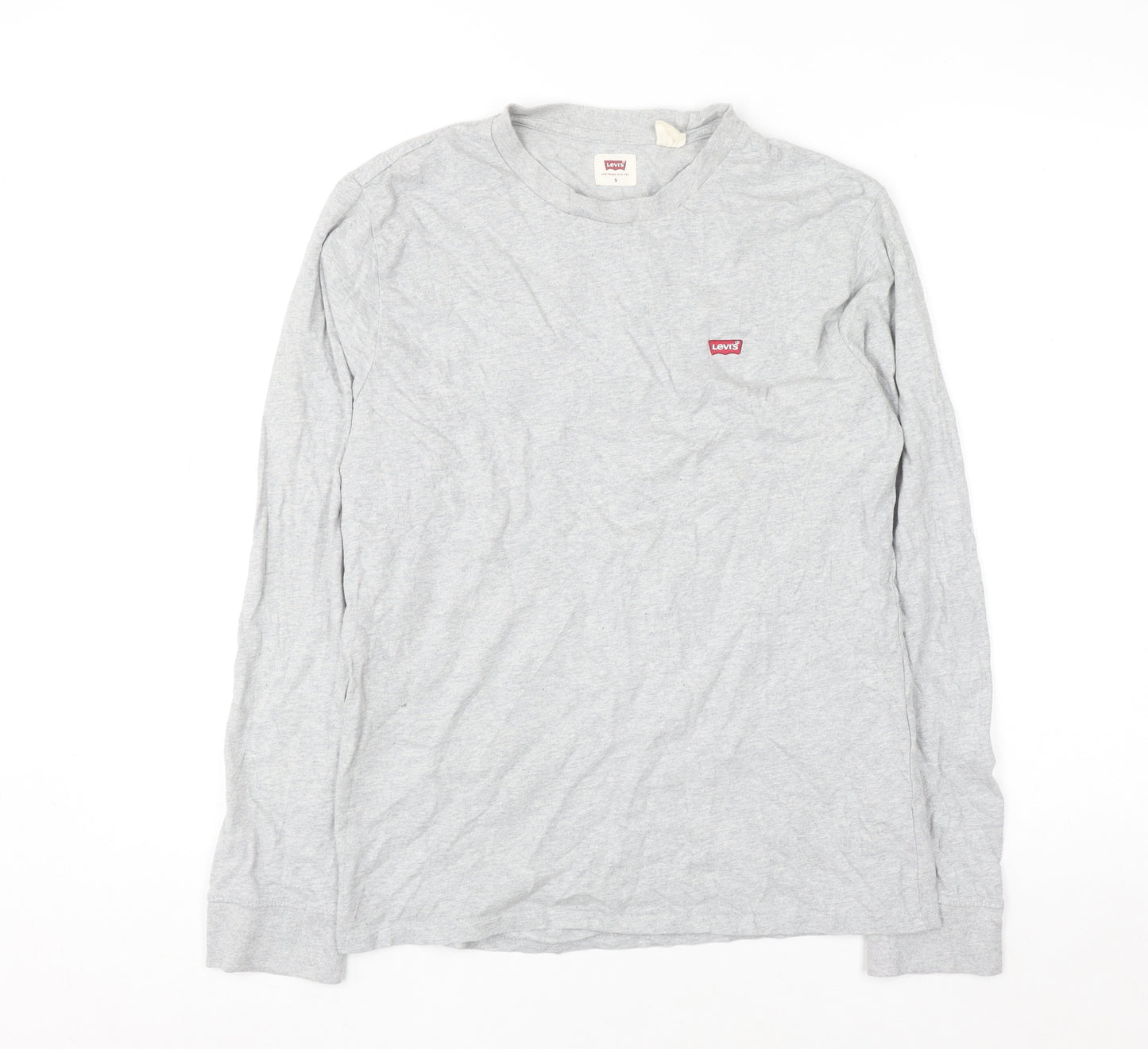 Levi's Men's Grey Long Sleeve Cotton Crew Neck Casual Top Size S