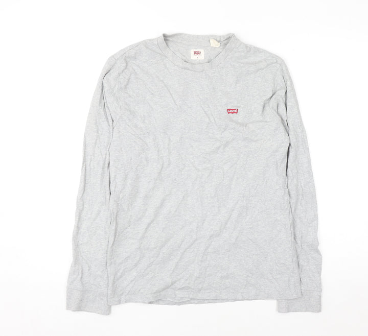 Levi's Men's Grey Long Sleeve Cotton Crew Neck Casual Top Size S
