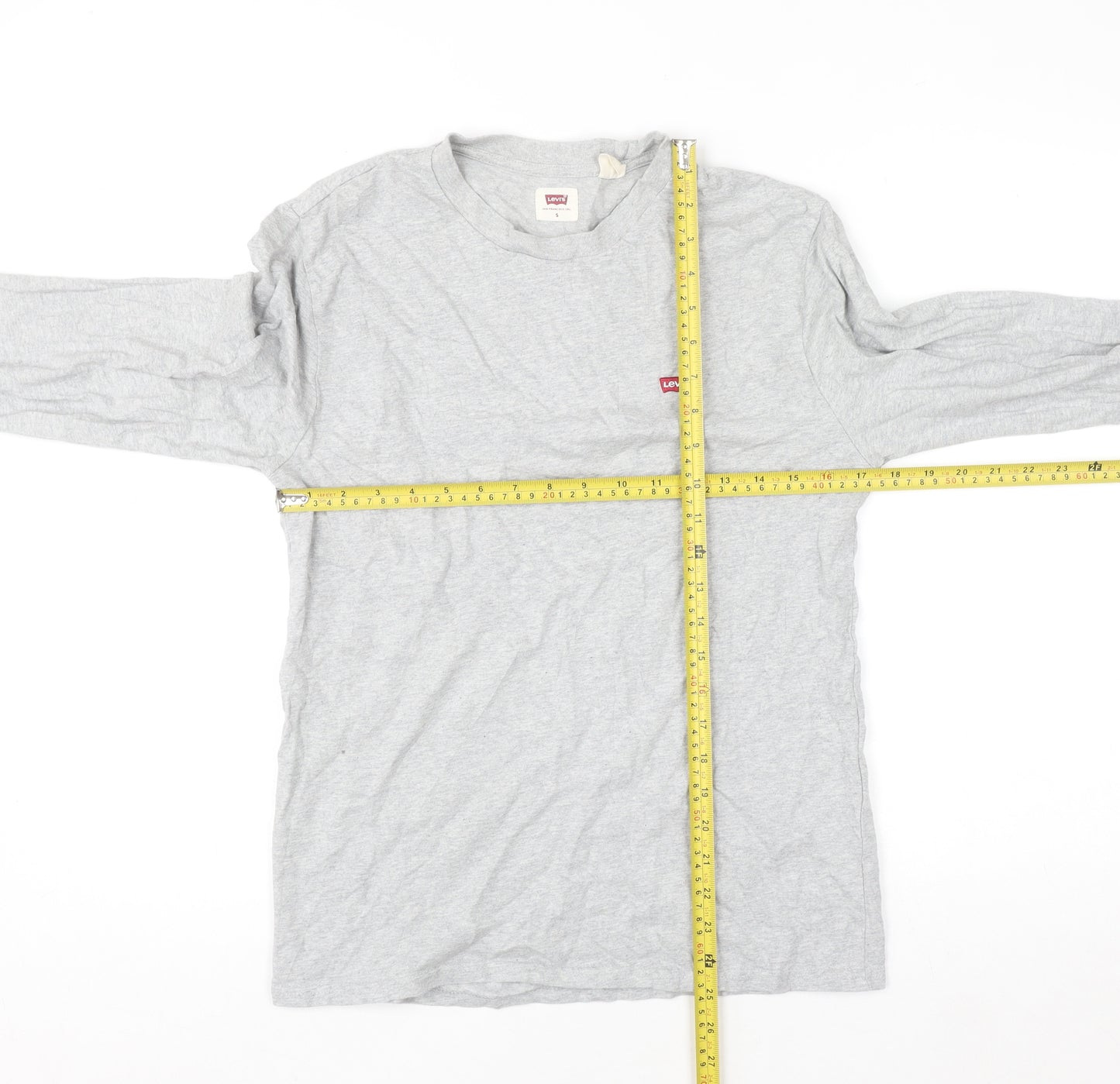 Levi's Men's Grey Long Sleeve Cotton Crew Neck Casual Top Size S