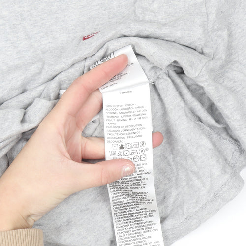 Levi's Men's Grey Long Sleeve Cotton Crew Neck Casual Top Size S