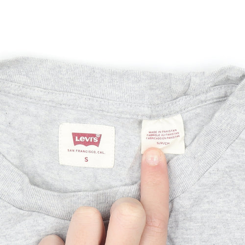 Levi's Men's Grey Long Sleeve Cotton Crew Neck Casual Top Size S