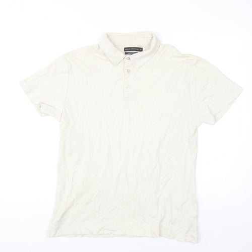 French Connection Men's Beige Regular Fit Cotton Polo Shirt M