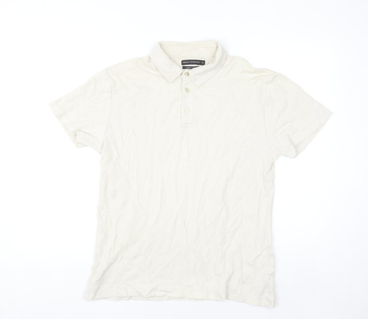 French Connection Men's Beige Regular Fit Cotton Polo Shirt M