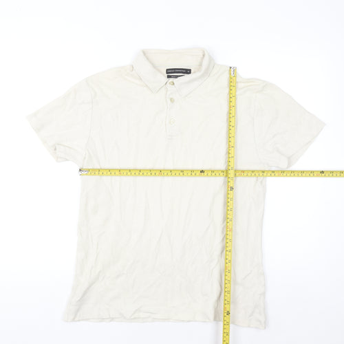 French Connection Men's Beige Regular Fit Cotton Polo Shirt M