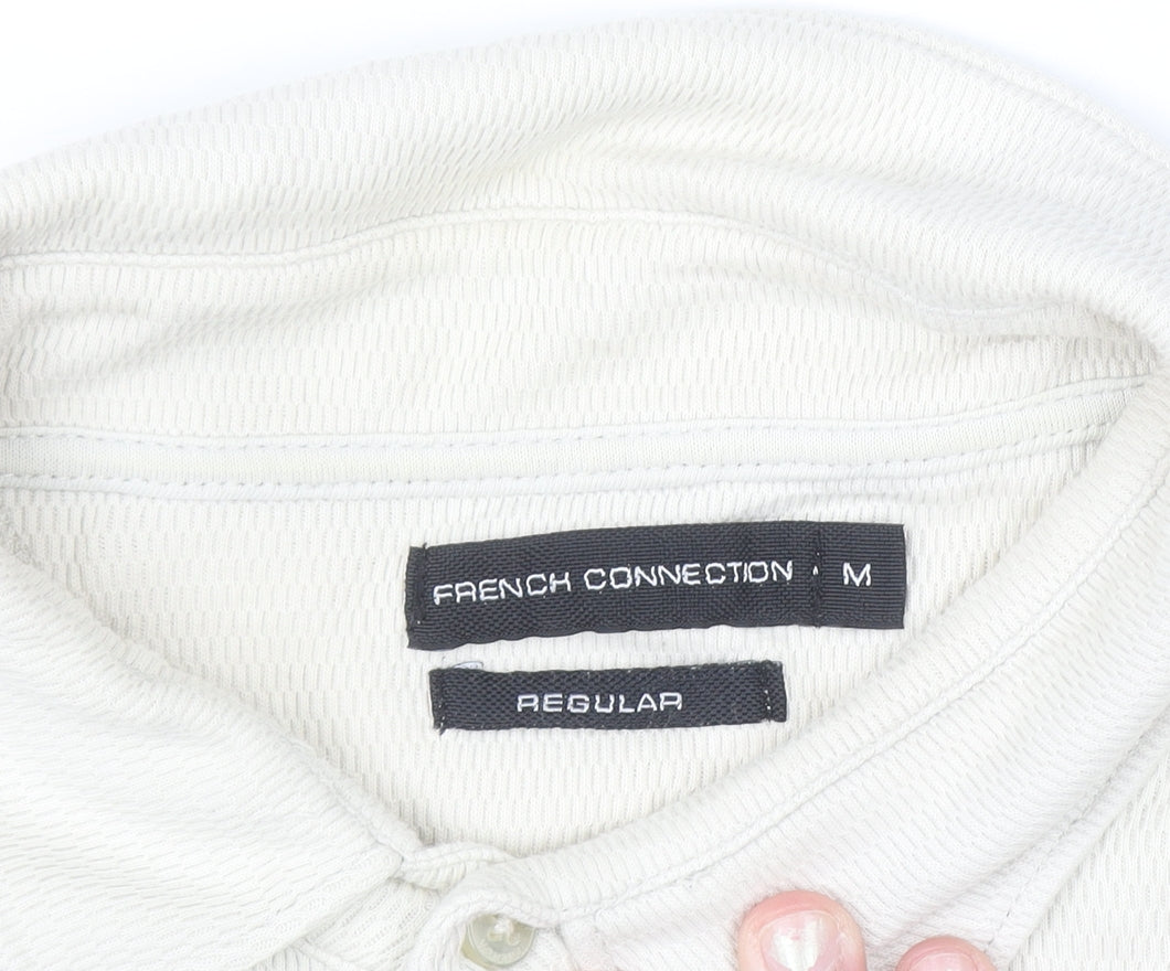 French Connection Men's Beige Regular Fit Cotton Polo Shirt M
