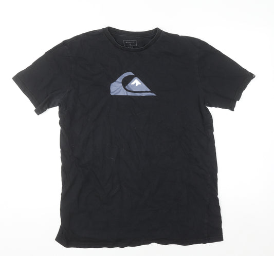 Quiksilver Men’s Black Cotton Logo Surf T-Shirt Size M Regular Fit