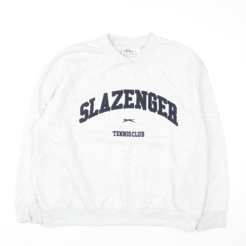 Slazenger Women Grey Crew Neck Pullover Sweatshirt UK 14 Lined