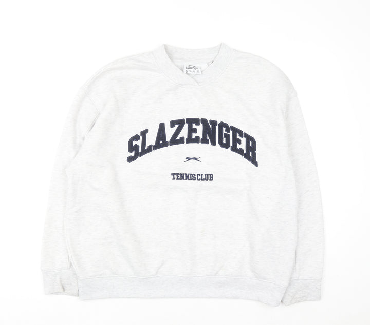 Slazenger Women Grey Crew Neck Pullover Sweatshirt UK 14 Lined