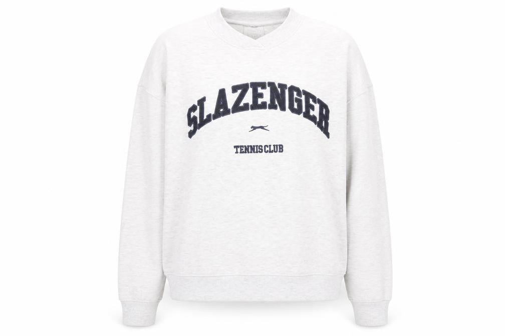Front view of Slazenger Women Grey Crew Neck Pullover Sweatshirt UK 14 Lined