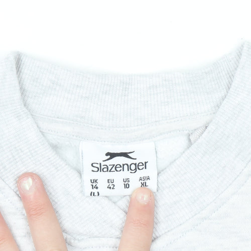 Slazenger Women Grey Crew Neck Pullover Sweatshirt UK 14 Lined