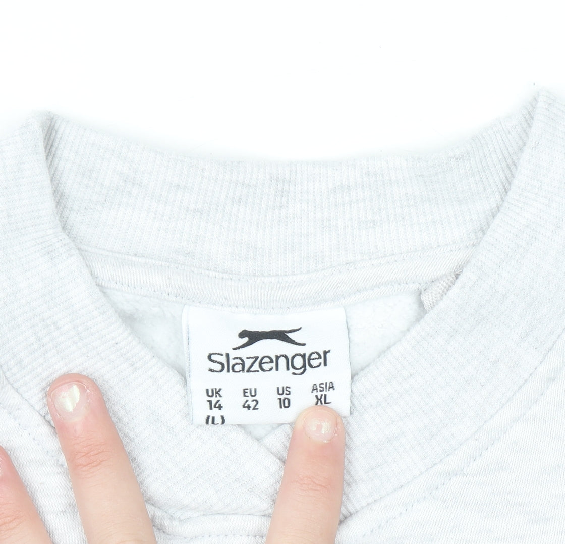 Slazenger Women Grey Crew Neck Pullover Sweatshirt UK 14 Lined