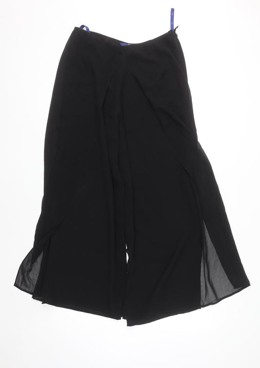 Jasper Conran Black Silk Wide-Leg Trousers Size 12 Women Elegant Evening
