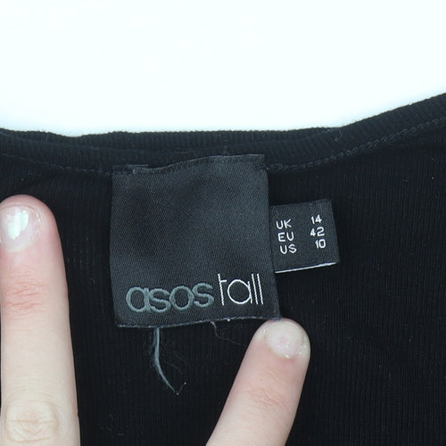 ASOS Tall Women's Black V-Neck Long Sleeve Jumper Size 14
