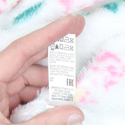 Marks and Spencer Women White Floral Fleece Hooded Robe Medium