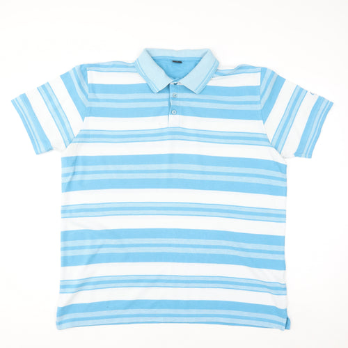 Cotton Traders Men's Blue Striped XL Polo Shirt