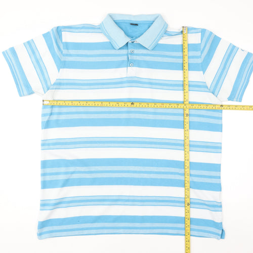 Cotton Traders Men's Blue Striped XL Polo Shirt