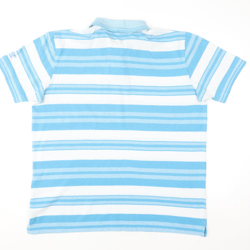 Cotton Traders Men's Blue Striped XL Polo Shirt