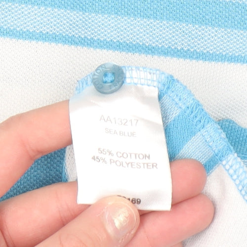 Cotton Traders Men's Blue Striped XL Polo Shirt