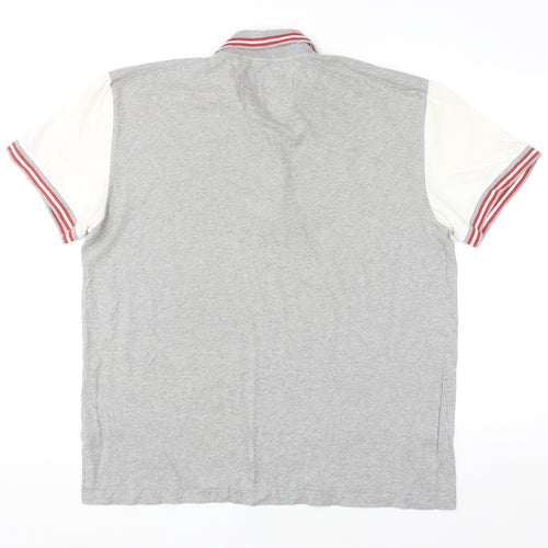 Next Men's Grey Striped Slim Fit Polo Shirt Size 2XL