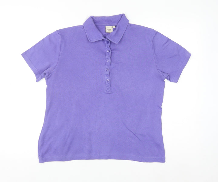 Cotton Traders Women Purple Size 12 Polo Shirt 100% Cotton Short Sleeve