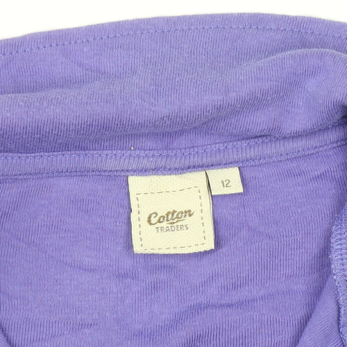 Cotton Traders Women Purple Size 12 Polo Shirt 100% Cotton Short Sleeve