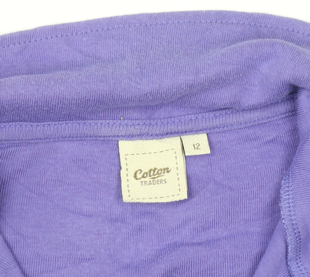 Cotton Traders Women Purple Size 12 Polo Shirt 100% Cotton Short Sleeve