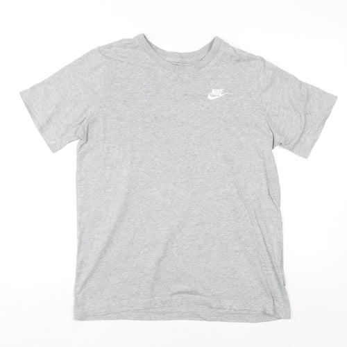 Nike Men's Grey Cotton Crew Neck Short Sleeve T-Shirt Size S