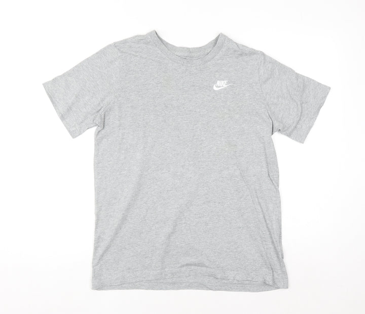 Nike Men's Grey Cotton Crew Neck Short Sleeve T-Shirt Size S
