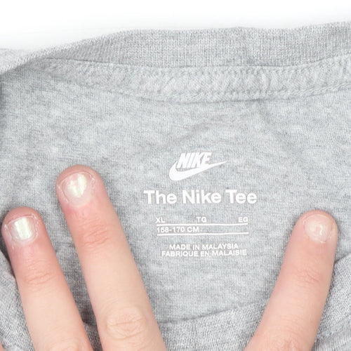 Nike Men's Grey Cotton Crew Neck Short Sleeve T-Shirt Size S