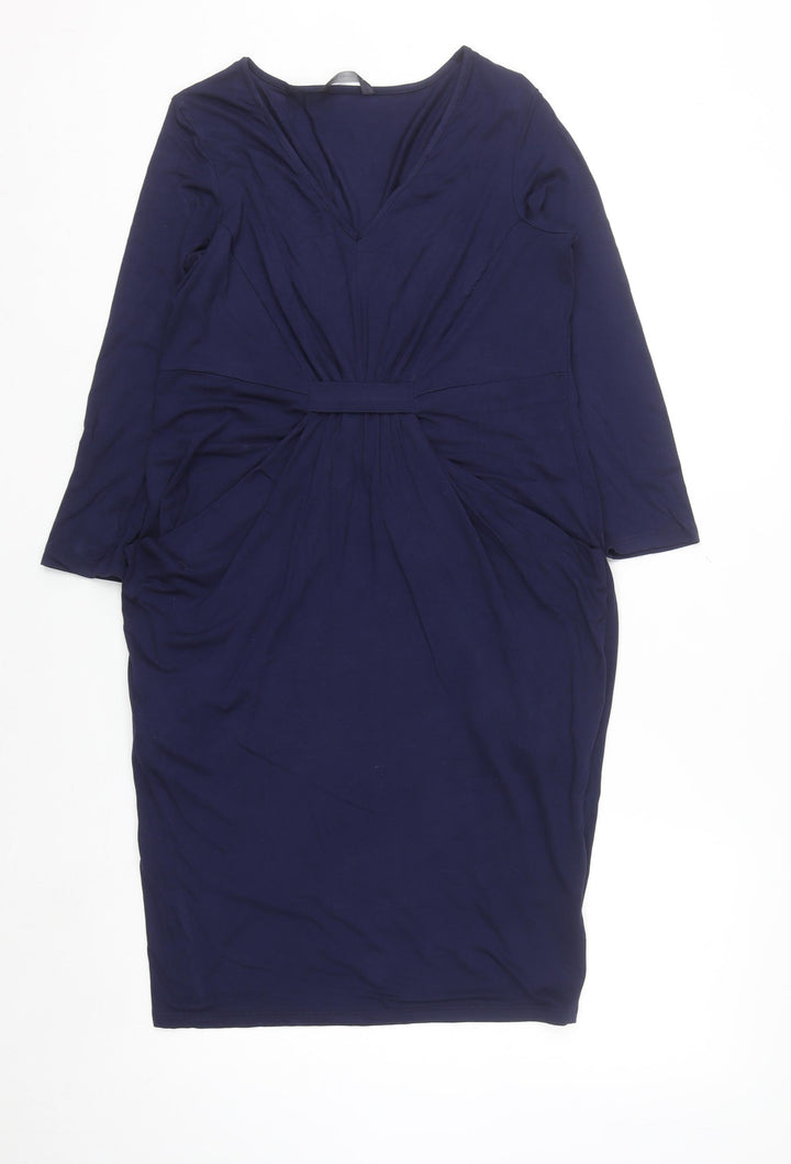 Marks and Spencer Women Blue Knee Length Sheath Dress Size 12