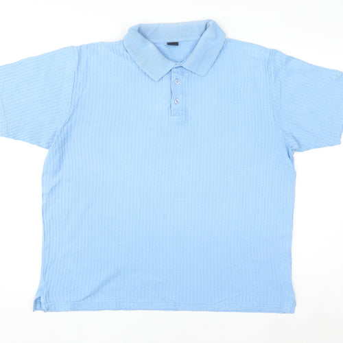 Cotton Traders Men's Blue Short Sleeve Polo Shirt Size L 100% Cotton