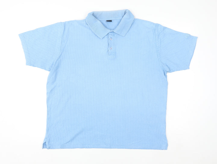 Cotton Traders Men's Blue Short Sleeve Polo Shirt Size L 100% Cotton