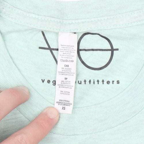 Vegan Outfitters Women's Green XS Graphic Cotton T-Shirt
